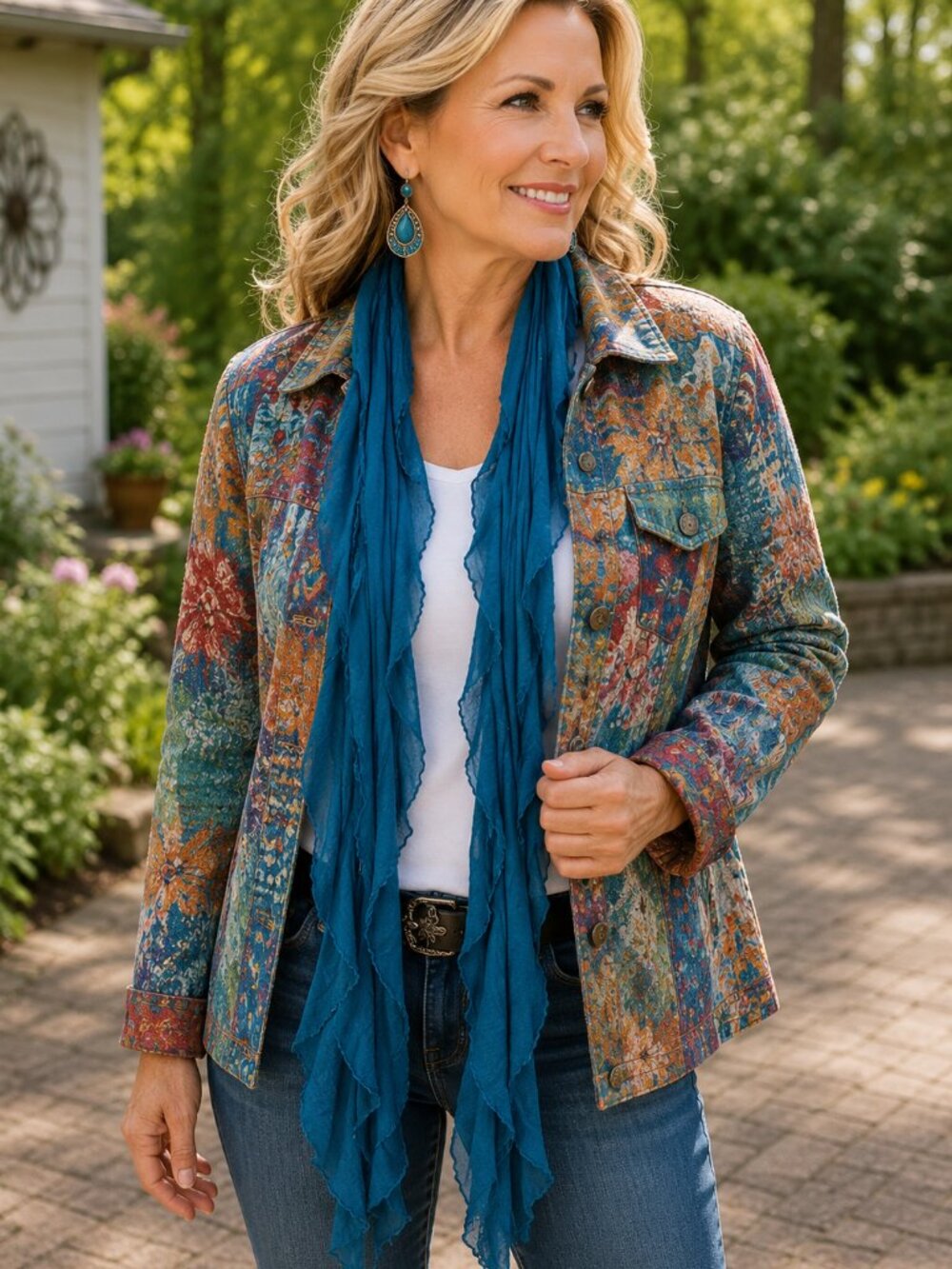 Teal Blue Flutter Scarf Lightweight Women Accessory